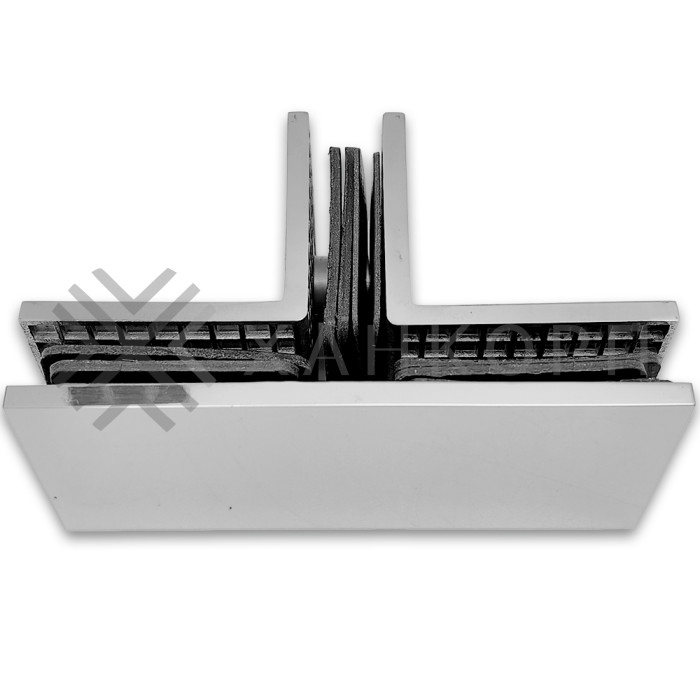 Коннектор Альфа α FDK-19 Т-образный для стекла, нержавейка/полированный