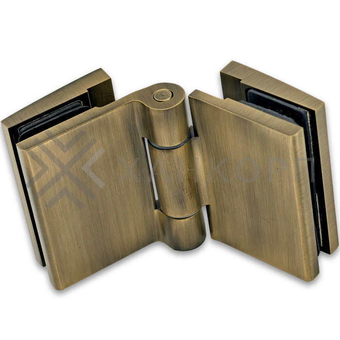 Петля Рея FDP-222 стекло-стекло 180° с крышками, латунь/бронза