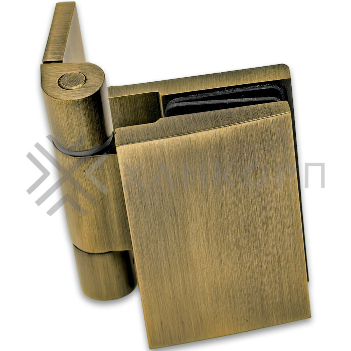 Петля Рея FDP-220 стена-стекло 90° с крышками, латунь/бронза