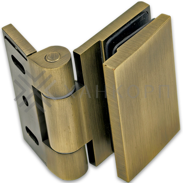 Петля Рея FDP-220 стена-стекло 90° с крышками, латунь/бронза