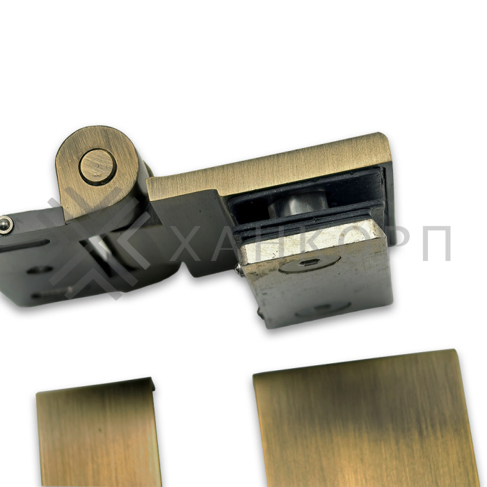 Петля Рея FDP-220 стена-стекло 90° с крышками, латунь/бронза