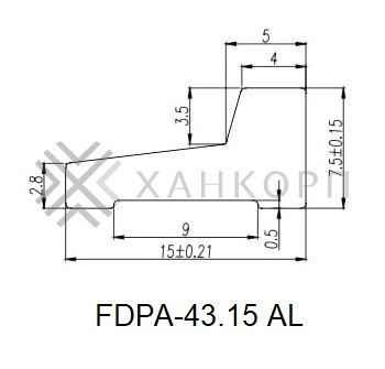 Порог алюминиевый FDPA-43.15 для душевой 1,5 м, алюминий/оружейная сталь