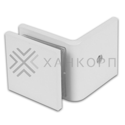 Коннектор Альфа FDK-13 стена-стекло 90˚ с пластиной, нержавейка/белый