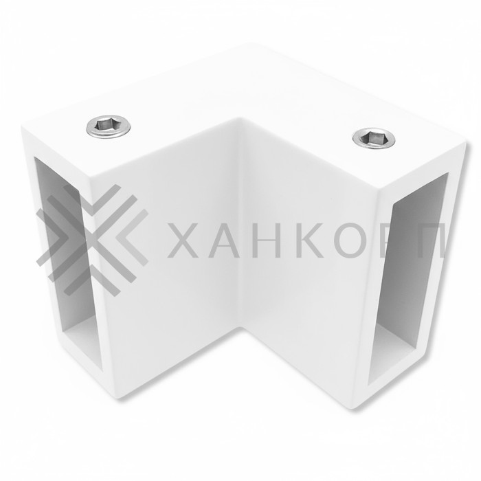 Соединитель FDC-32 трубы 30х10 угловой 90° вертикальный, нержавейка/белый