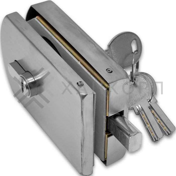 Замок FKZ-33 с ответной частью на стену ключ/ключ, нержавейка/матовый