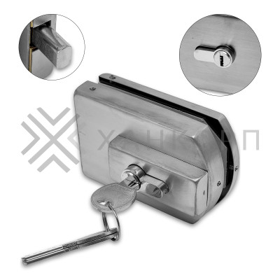 Замок FKZ-33 с ответной частью на стену ключ/ключ, нержавейка/матовый