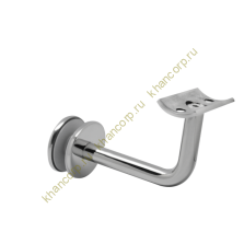 Литой держатель FOP-50.21 на стекло 10-20 мм для трубы круглой O50.8 мм,GRIT 320,нержавейка/матовый