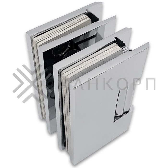 Петля Грация FDP-200 стекло-стекло с двумя осями 0˚-180˚, 0˚+180˚, латунь/хром