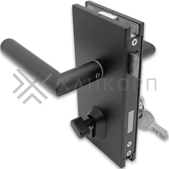 Замок FMZ-34 для межкомнатной двери из стекла ключ/защелка, нержавейка/черный