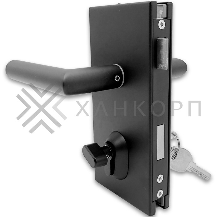 Замок FMZ-34 для межкомнатной двери из стекла ключ/защелка, нержавейка/черный