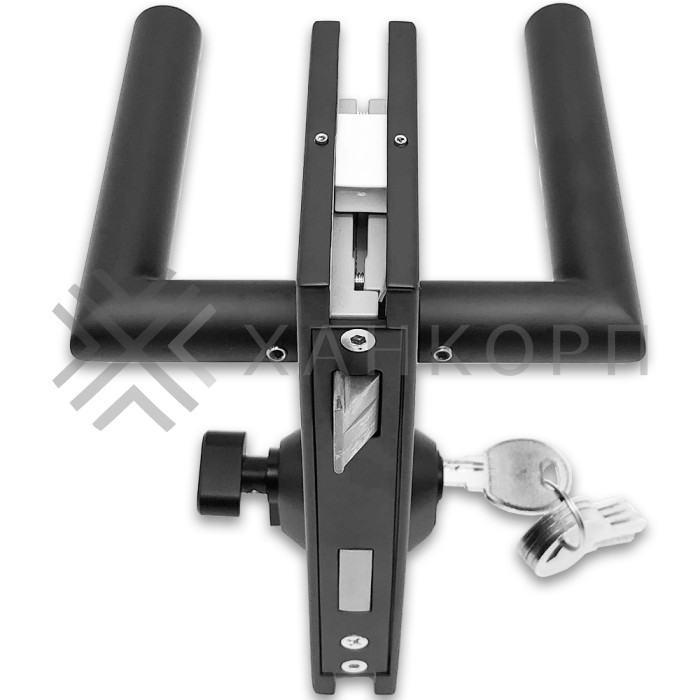 Замок FMZ-34 для межкомнатной двери из стекла ключ/защелка, нержавейка/черный