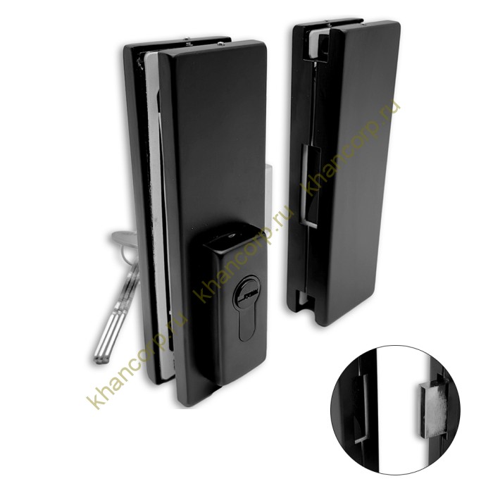 Замок FKZ-40 центральный с ответной частью ключ/ключ, нержавейка/черный