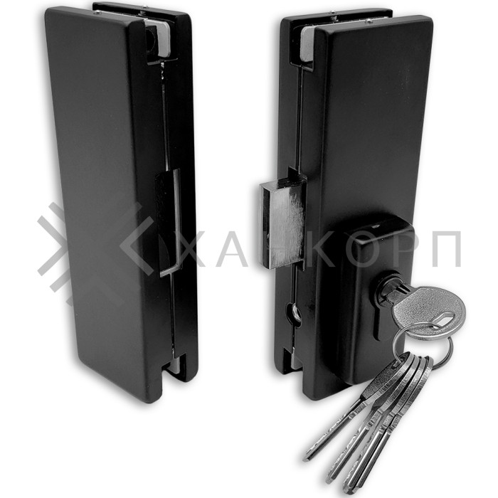 Замок FKZ-40 центральный с ответной частью ключ/ключ, нержавейка/черный