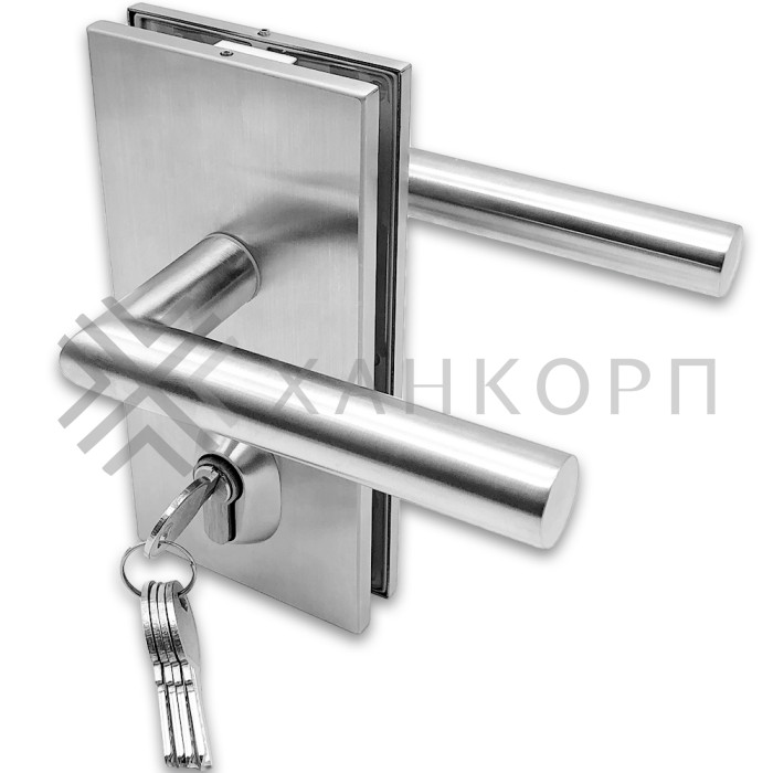 Замок FMZ-34 для межкомнатной двери из стекла ключ/защелка, нержавейка/матовый