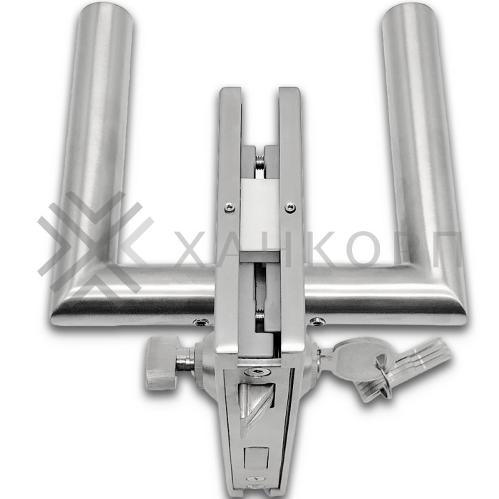 Замок FMZ-34 для межкомнатной двери из стекла ключ/защелка, нержавейка/матовый