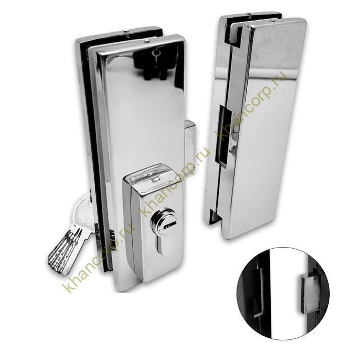 Замок FKZ-40 центральный с ответной частью ключ/ключ, нержавейка/полированный