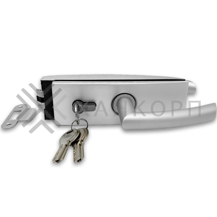 Замок FMZ-35 для межкомнатной двери из стекла, с притвором, ключ/защелка, алюминий/анодированный