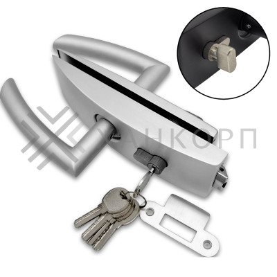 Замок FMZ-35 для межкомнатной двери из стекла, с притвором, ключ/защелка, алюминий/анодированный