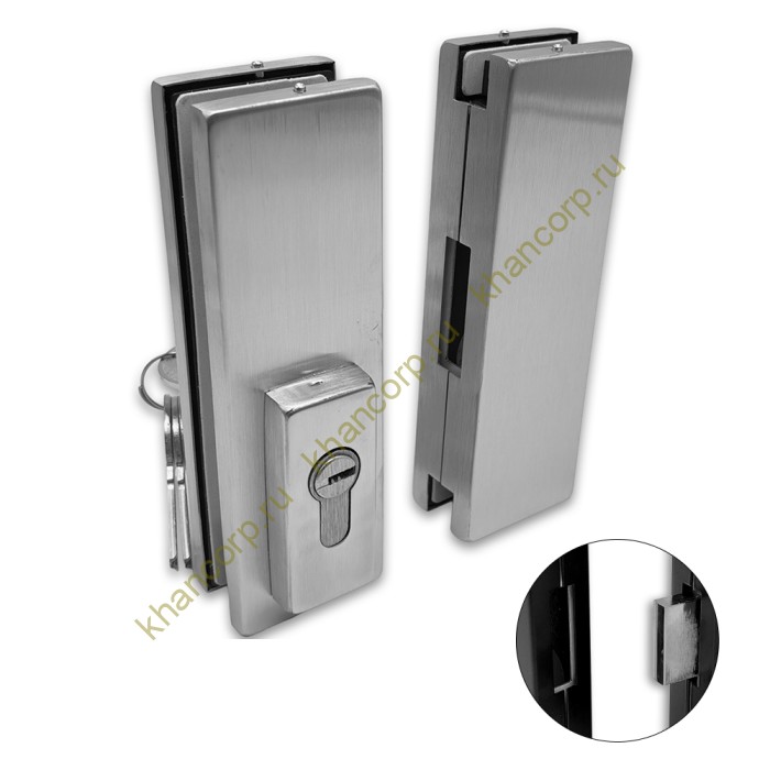 Замок FKZ-40 центральный с ответной частью ключ/ключ, нержавейка/матовый