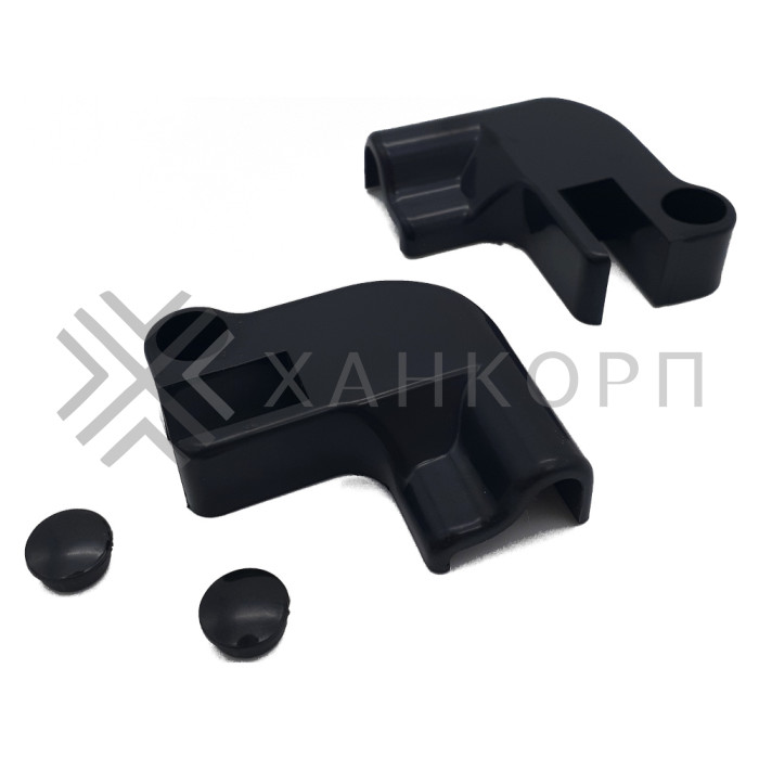 Коннектор угловой FDPA-401 стекло-порог (2 шт. левый+правый), ПВХ/черный