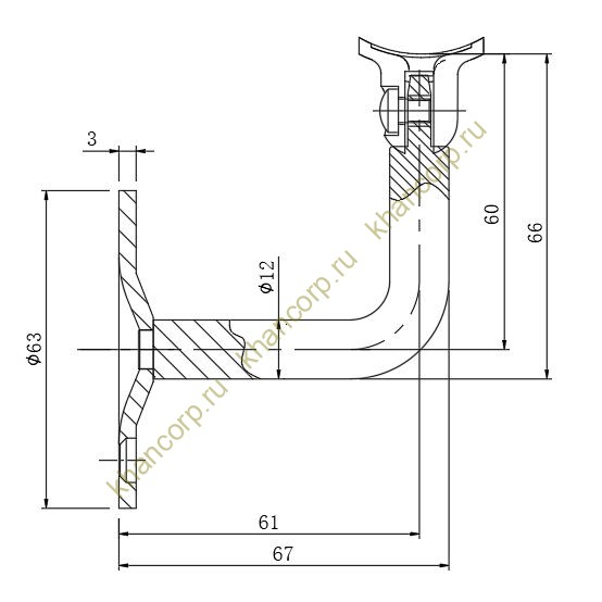 Крепление пристенного поручня FOP-50.17 с ложементом O50.8 мм, регулируемое ,GRIT 320 нержавейка/матовый