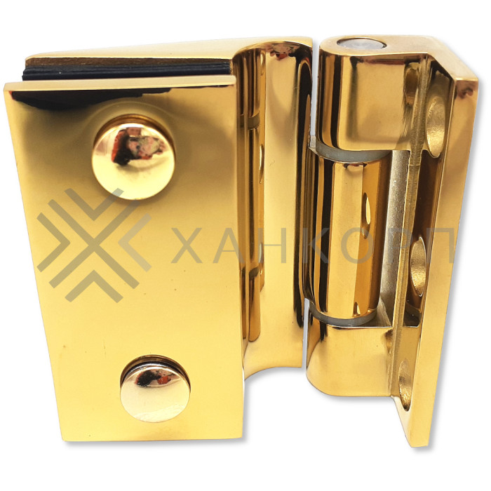 Петля Европа FDP-114 стена-стекло 90° без крышек, нержавейка/золото