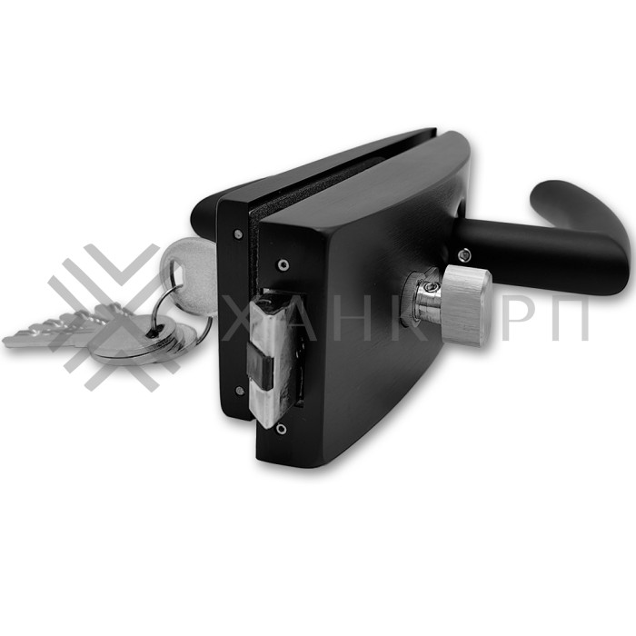 Замок FMZ-35 для межкомнатной двери из стекла, с притвором ключ/защелка, алюминий/черный