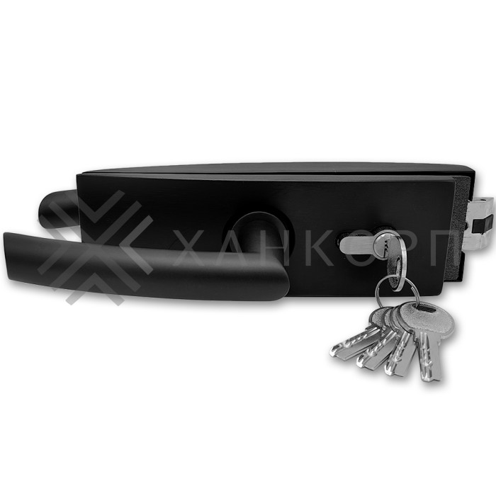 Замок FMZ-35 для межкомнатной двери из стекла, с притвором ключ/защелка, алюминий/черный