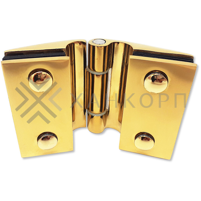 Петля Европа FDP-115 стекло-стекло 180˚ без крышек, нержавейка/золото