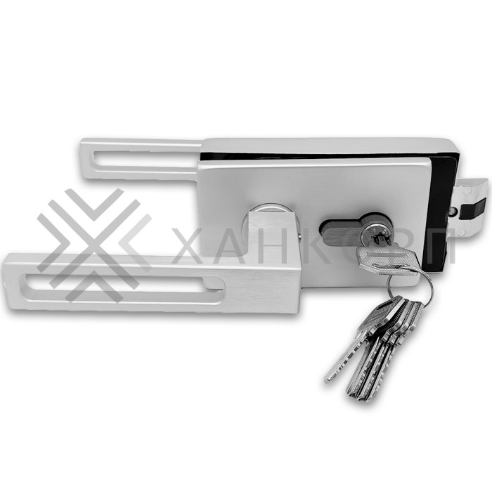 Замок FMZ-36 для межкомнатной двери из стекла, с притвором, ключ/защелка, алюминий/анодированный