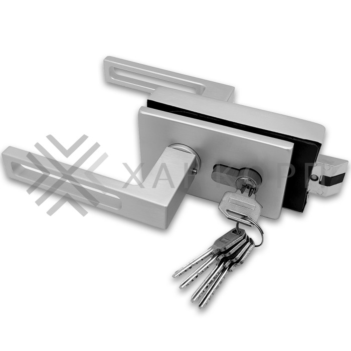 Замок FMZ-36 для межкомнатной двери из стекла, с притвором, ключ/защелка, алюминий/анодированный