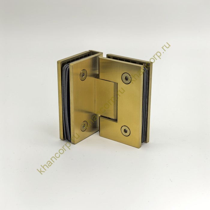 Петля Альфа α FDP-13 стекло-стекло 90˚ нержавейка/брашированное золото