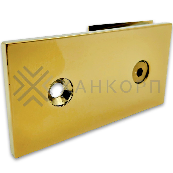 Коннектор Бета β FDK-25 стена-стекло 180˚ с пластиной, цинк/золото