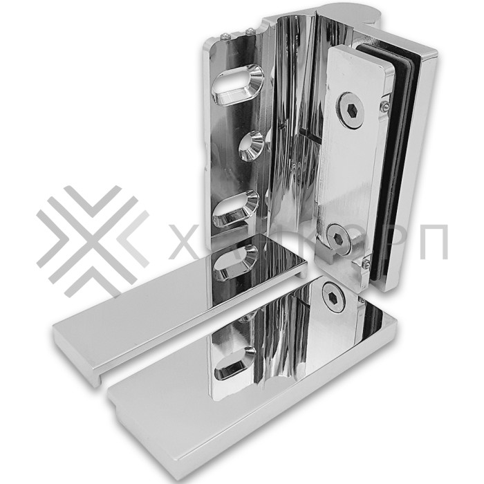 Петля Омега ω FDP-105R стена-стекло 90˚ правая, латунь/хром