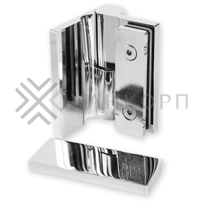 Петля Омега ω FDP-105R стена-стекло 90˚ правая, латунь/хром