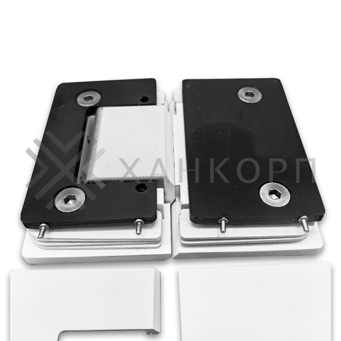 Петля Афина FDP-132 стекло-стекло 180˚, латунь/белый