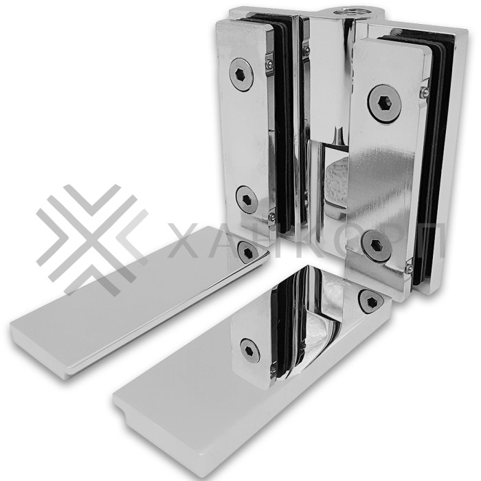 Петля Омега ω FDP-106L стекло-стекло Левая 180˚, латунь/хром