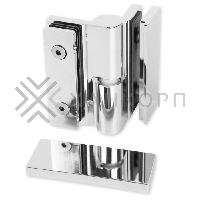 Петля Омега ω FDP-106L стекло-стекло Левая 180˚, латунь/хром