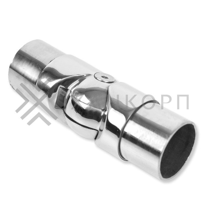 Поворот шарнирный FOP-255 со вставками для трубы круглой Ø38.1, нержавейка/полированный