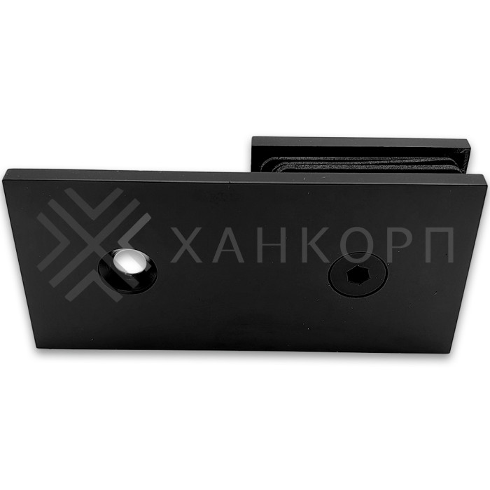 Коннектор Альфа α FDK-15 стена-стекло 180˚ с пластиной, нержавейка/черный