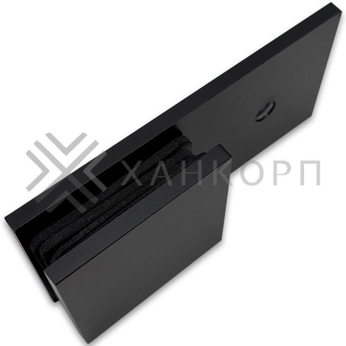 Коннектор Альфа α FDK-15 стена-стекло 180˚ с пластиной, нержавейка/черный