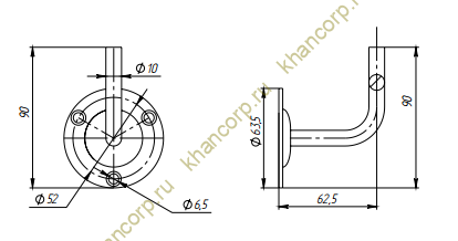 Крепление пристенного поручня FOP-00.41 без ложемента, сварное, GRIT 320, нержавейка/матовый