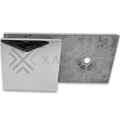 Коннектор Альфа α FDK-15 стена-стекло 180˚ с пластиной, нержавейка/полированный