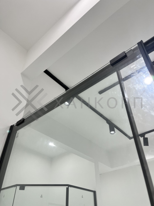 Раздвижная система Нимфа FDS-8 в проем, нержавейка/черный