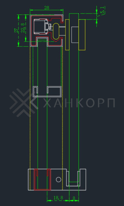 Раздвижная система Нимфа FDS-8 в проем, нержавейка/черный