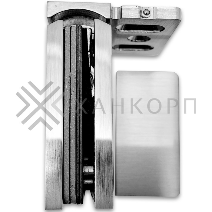 Петля Сирена FDP-210 стена-стекло 90˚ с боковым креплением, латунь/матовый