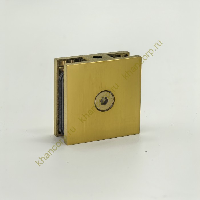 Коннектор Альфа FDK-12 стена-стекло 90˚ нержавейка/брашированное золото