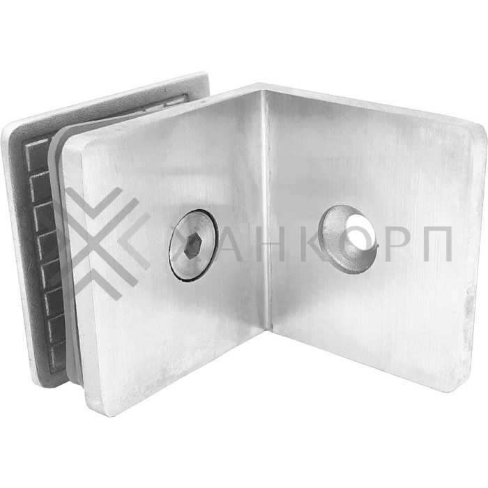 Коннектор Бета β FDK-23 стена-стекло 90˚ с пластиной, нержавейка/матовый