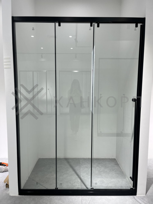 Раздвижная система Нимфа FDS-9.1 в проем телескопическая, нержавейка/черный