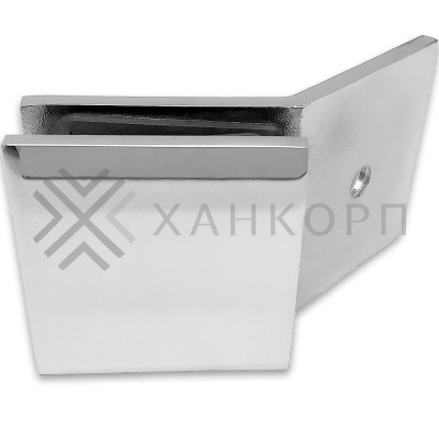 Коннектор Альфа α FDK-17 стена-стекло 135˚ с пластиной, нержавейка/полированный